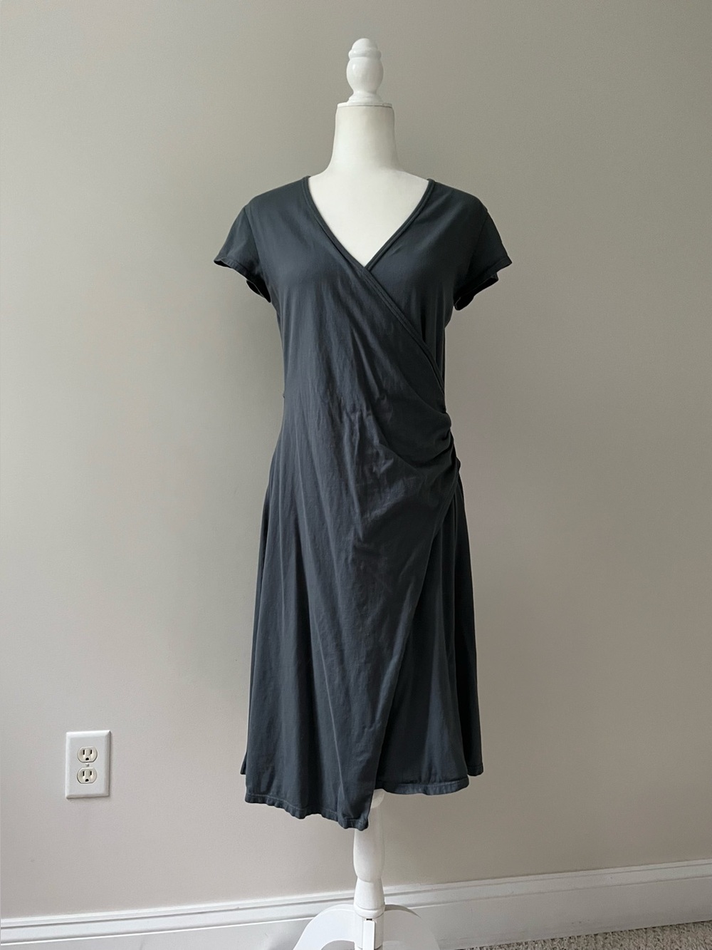 Prairie Underground Grey Close Jersey Knit Faux Wrap Dress
